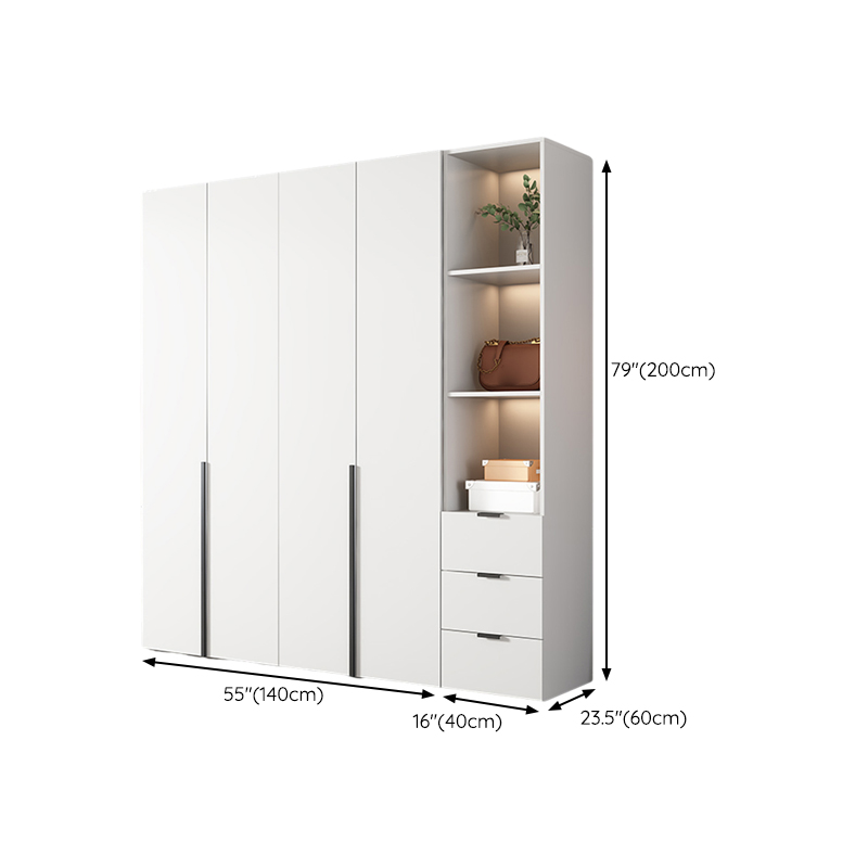 White Wood Wardrobe Armoire with Hinged Doors and Shelves Included - image 24