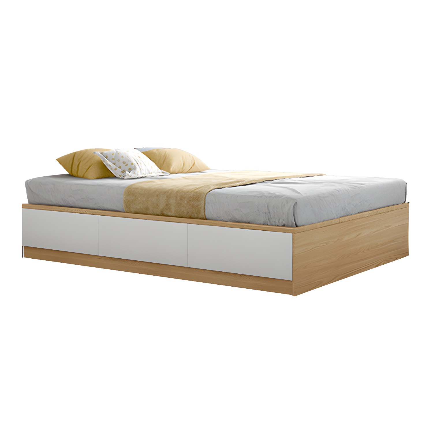 Modern Wood Platform Bed Frame Natural No Distressing Bookcase - image 10