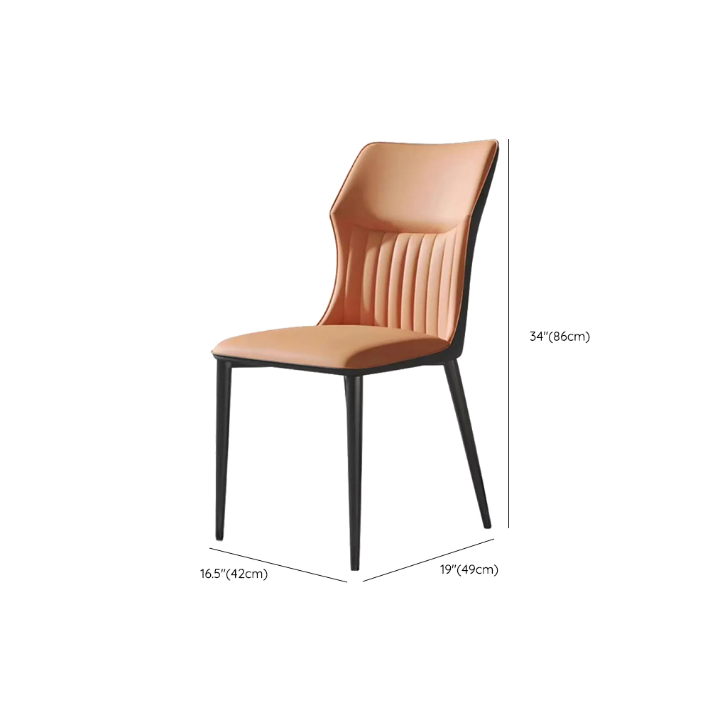 Minimalist Side Chair with Closed Back, Padded Upholstery, and Ink Metal Legs - image 14