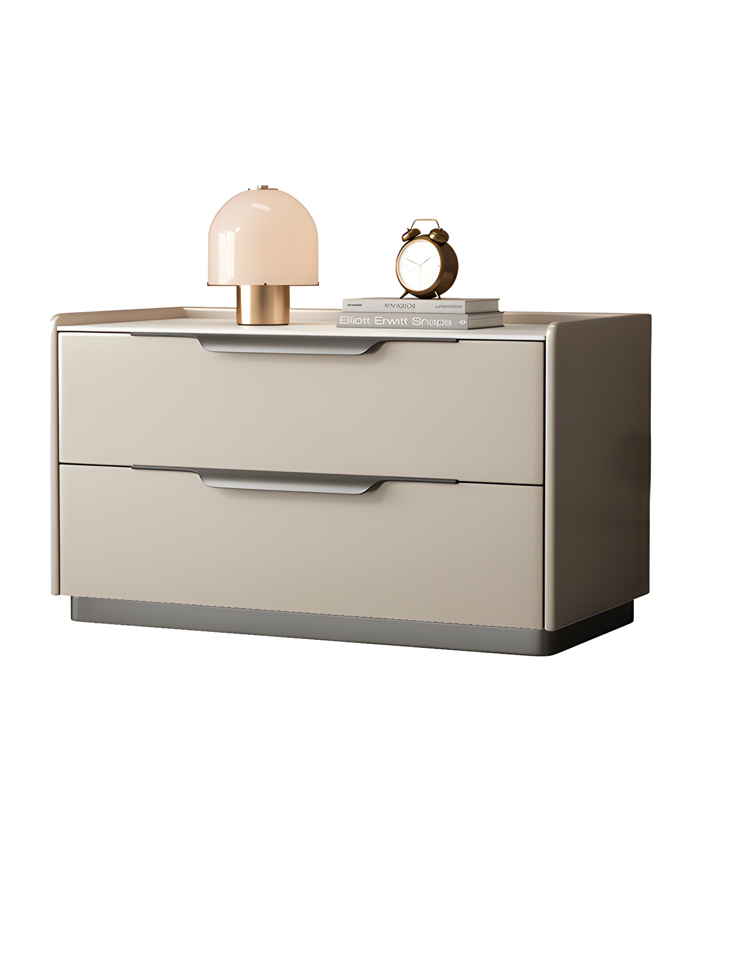 Modern Wooden Nightstand with 2 Drawers in Low Height - Stone Countertop Included - image 8