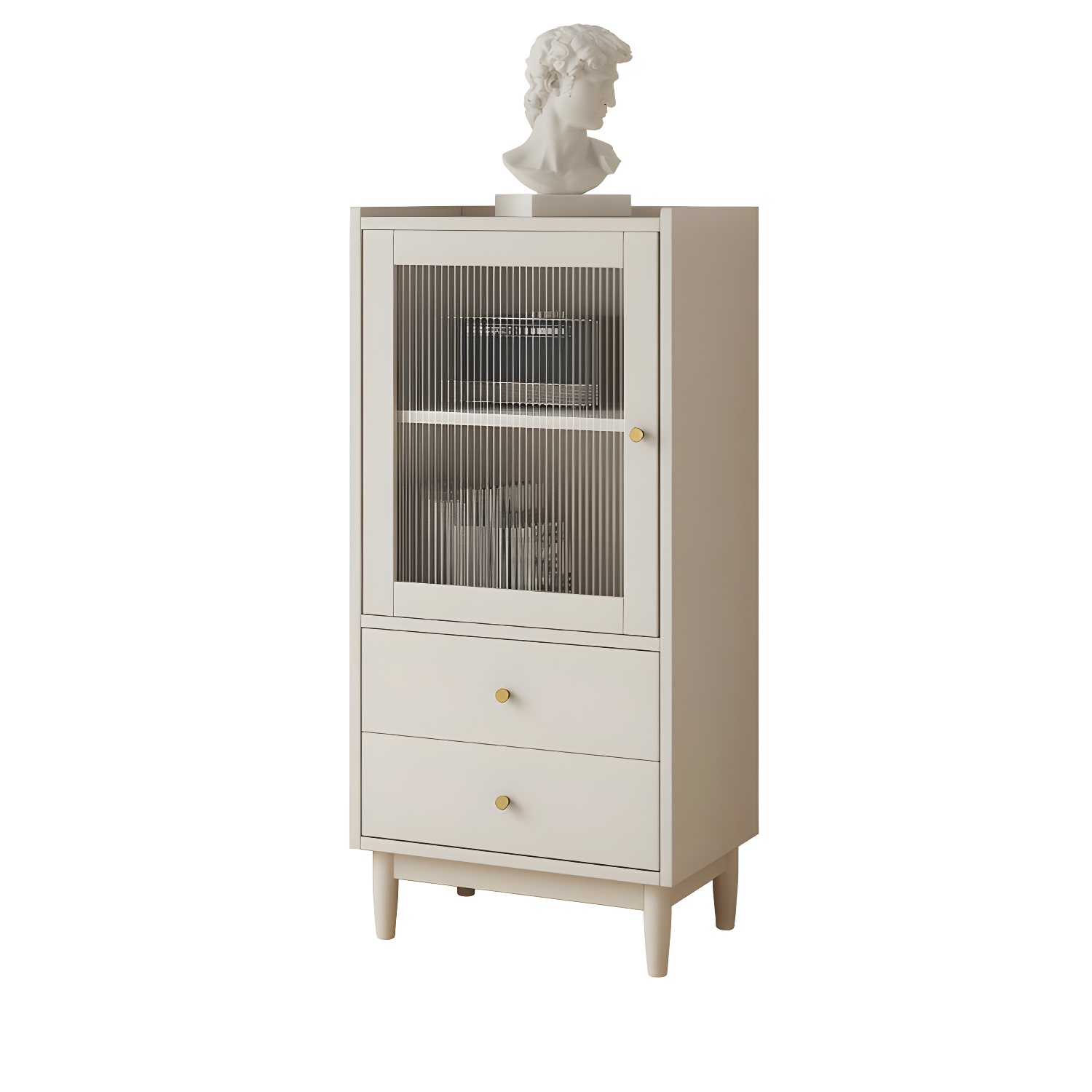 Scandinavian Glass Door Wood Cabinet with Drawers and Adjustable Shelves - Elegant Storage Furniture - image 3