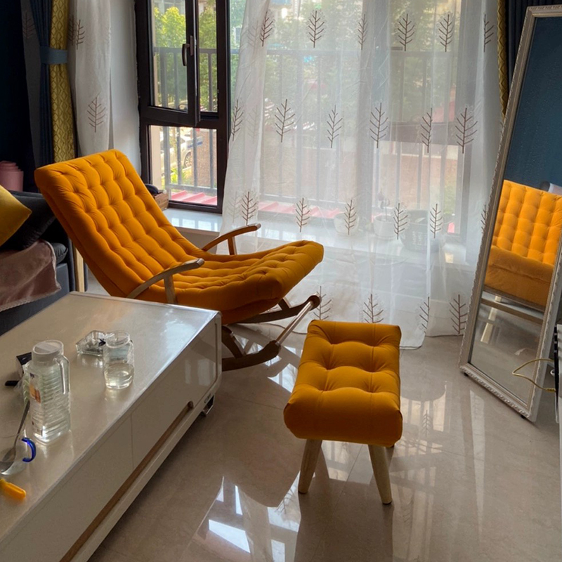 Stylish Upholstered Rocking Chair with Natural Wood Legs In Modern Design - image 13