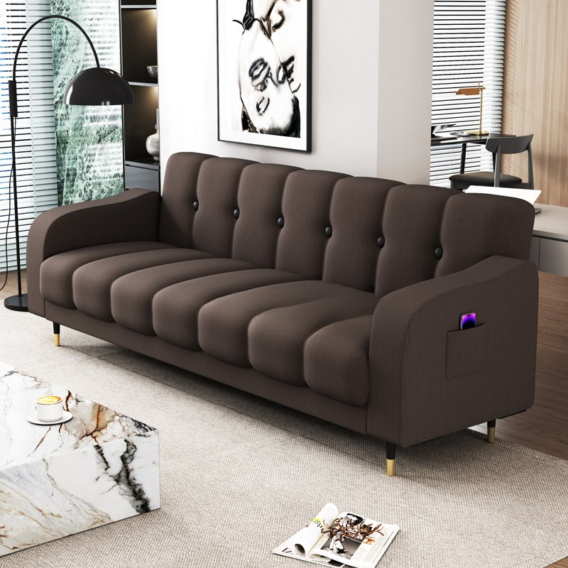 Contemporary Modern Solid Color Scratch-durable Convertible Sofa in Pu Leather with Midnight Black/Gray/White Upholstery, Seats 3/2-seater, with Receptacle Storage - image 3