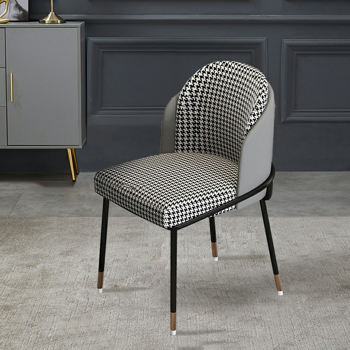 Glam Low-Back Upholstered Chair with Sleek Black Metal Legs for Kitchen & Dining - image 4