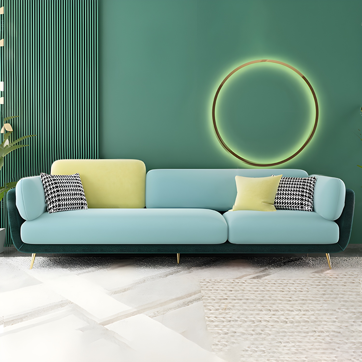 36" High Modern Velvet Square Arm Sofa with 2 Pillows Standard Sofa for Living Room - image 15