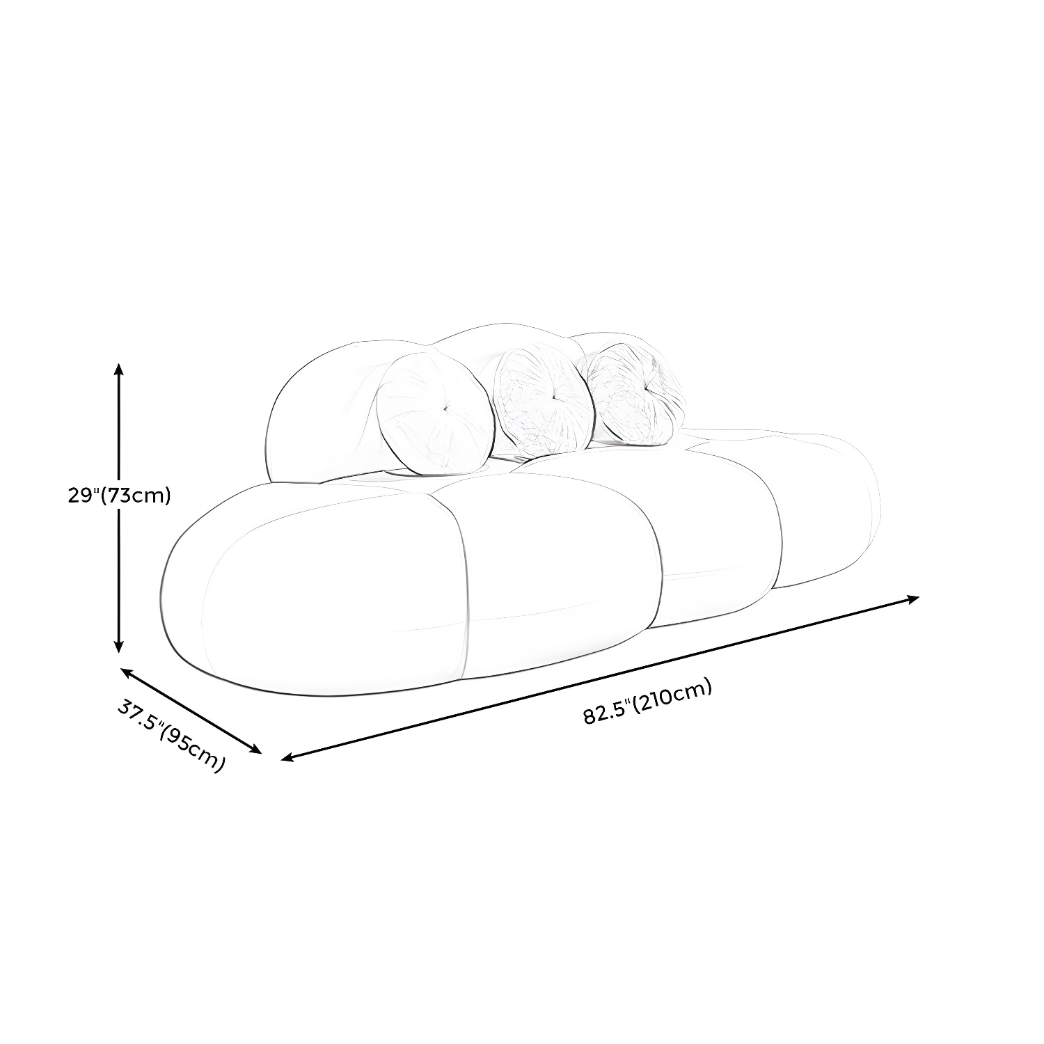 Contemporary Stationary Living Room Armless Standard Cushions Sofa - image 27