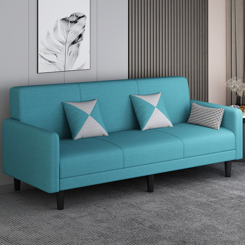 Convertible Sofa in Gray/Cerulean/Off-White with Armrest and 3 Pillows - image 23