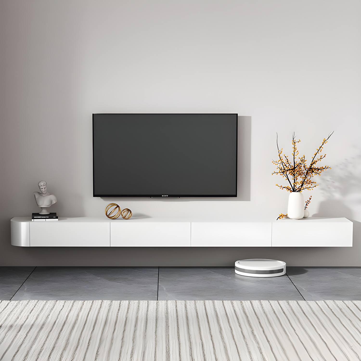 Floating Mount TV Stand Modern TV Stand Console with Drawers - image 3