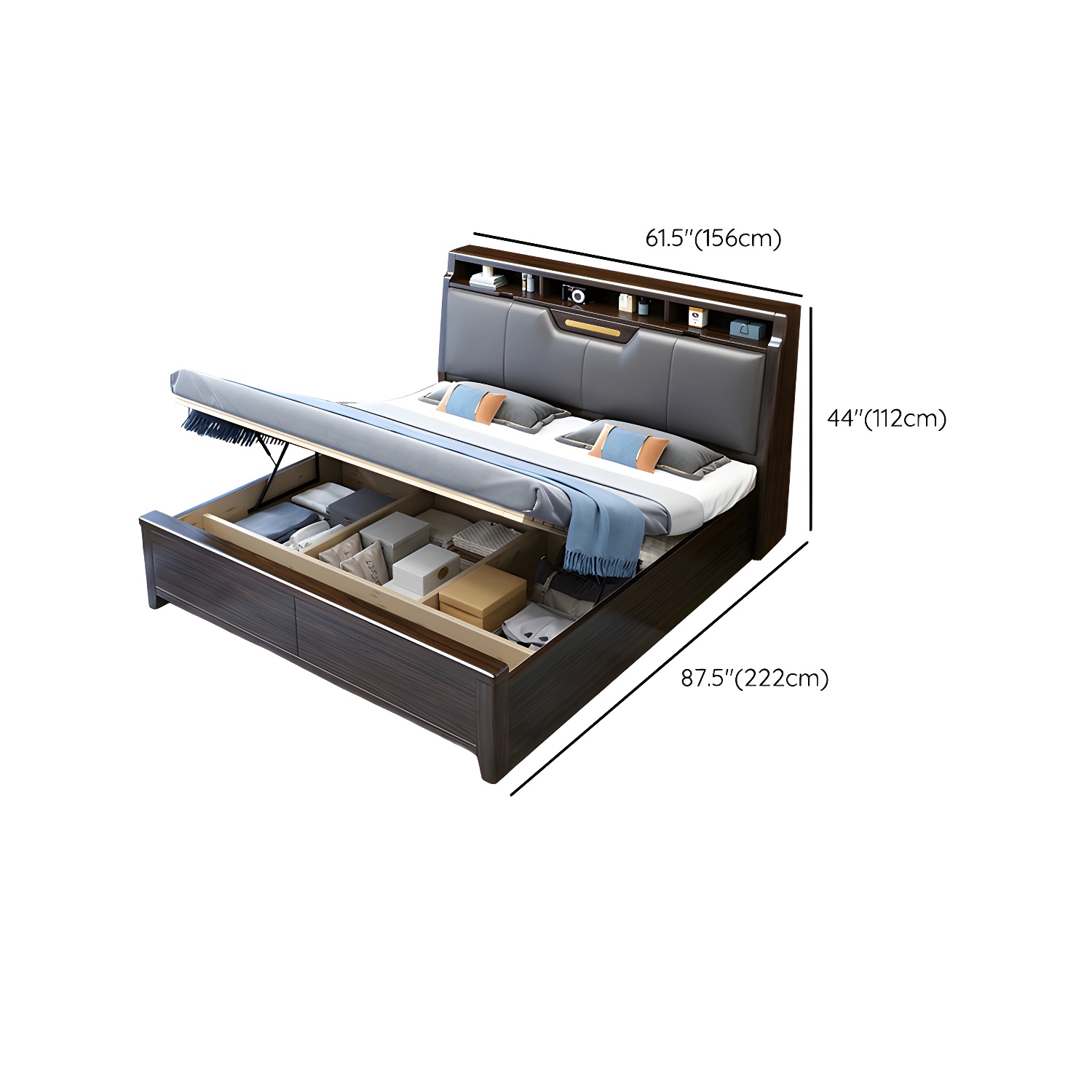 Brown Upholstery Wood Bed with Headboard – Modern Style, Full Assembly Needed - image 12