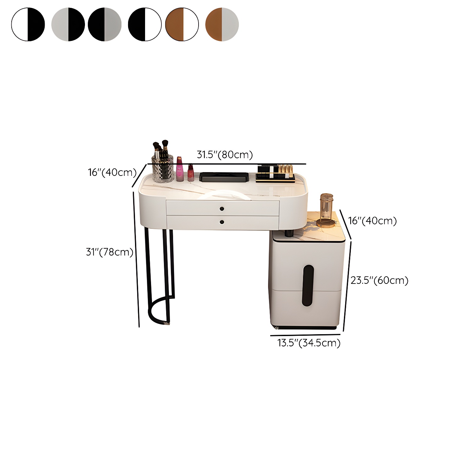 Contemporary Make-up Vanity with 4/5 Drawers,15.75 inch Wide - image 24