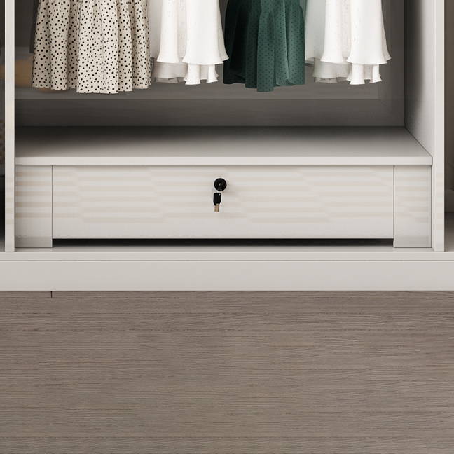 Solid Wood White Wardrobe Armoire with Drawers, Clothing Rod, and Shelves - image 8