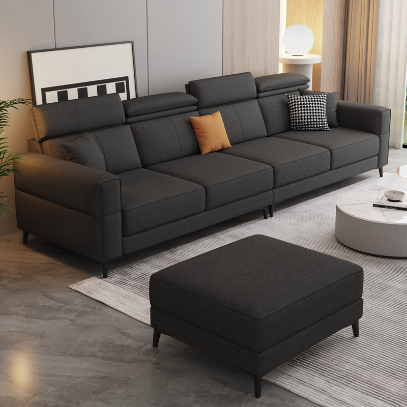 3 Pc Contemporary Modern L-Shape Sofa Chaise in Grey/Cream with Square Arm & Cushion Back - image 15