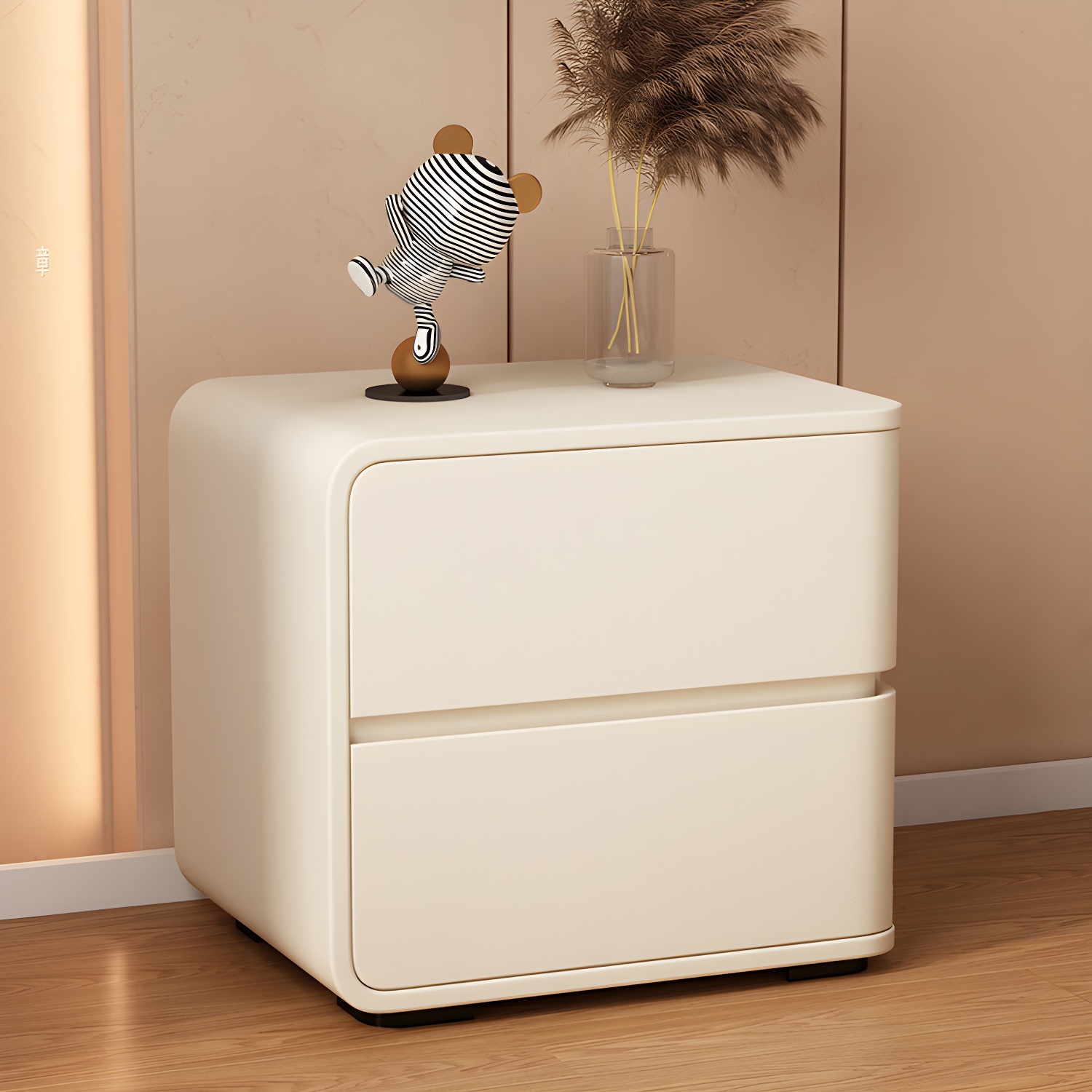 Contemporary Bed Nightstand Solid Wood Bedside Cabinet with 2 Drawers - image 6