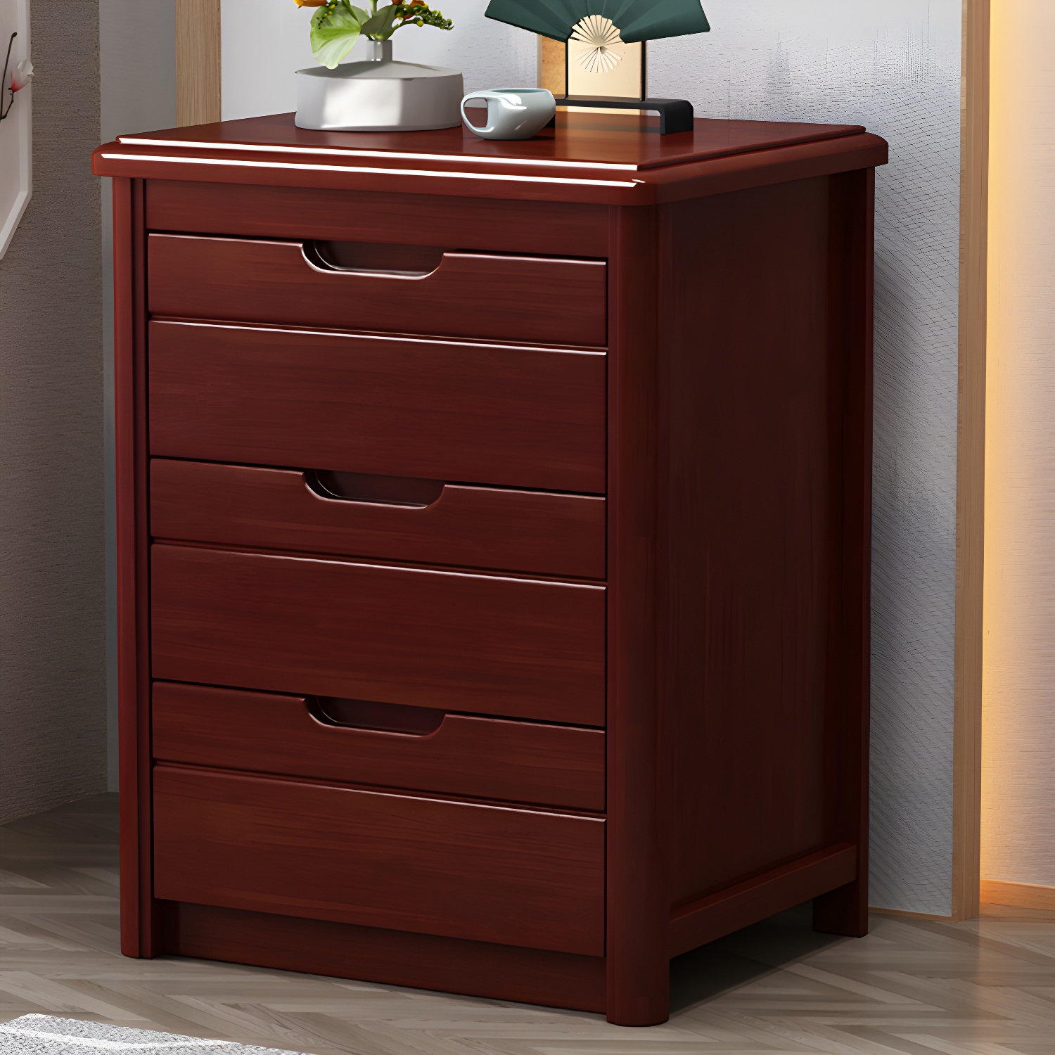 Traditional Wood Dresser with Drawers in Narrow Design and Rubberwood Material - image 3