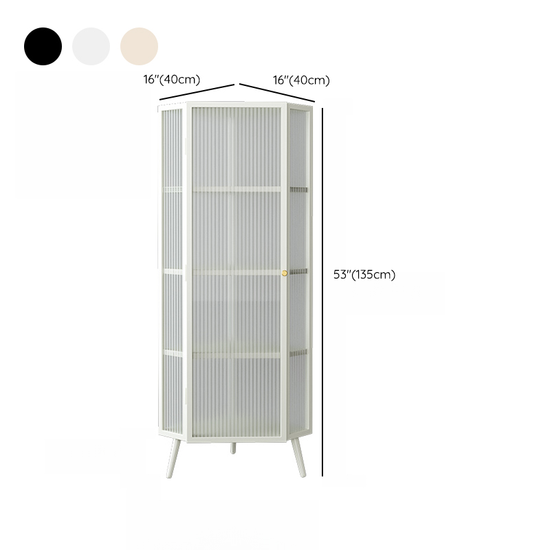 Contemporary Corner Utility Cabinet with 1 Cabinet, Iron Countertop, Glass Door, Pull Knobs, and Black/White/Off White Top - image 12