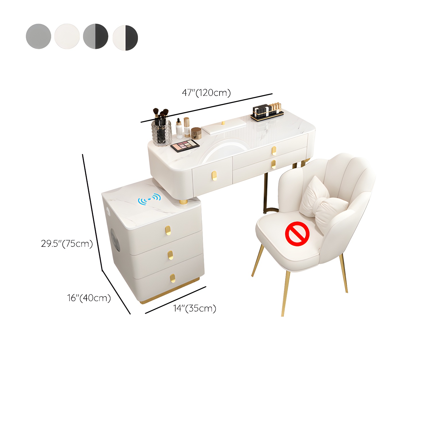 Glass Top Makeup Vanity Desk Lighted Mirror Makeup Vanity Set - image 24