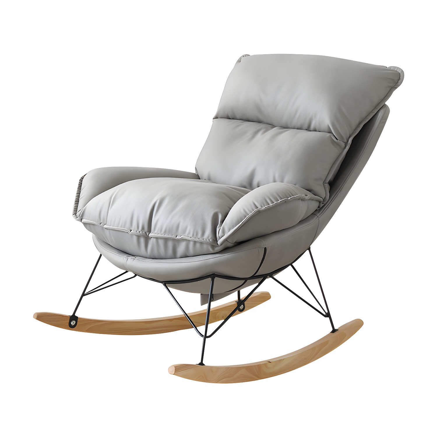 Contemporary Nursery Rocking Chair Indoor Sofa Rocking Chair with Ottoman and Cushion - image 10