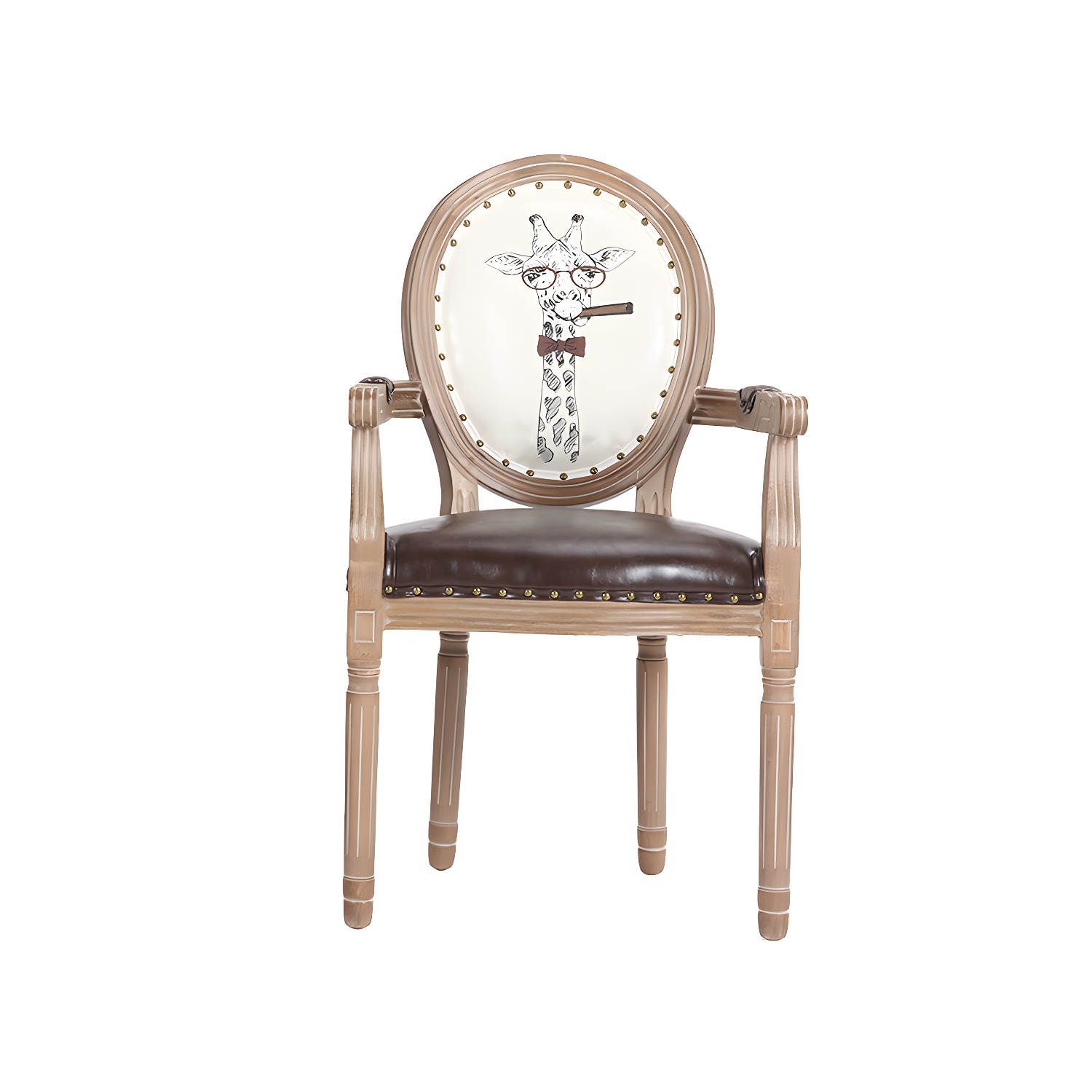 French Country Upholstered Armless Chair Home Solid Wood Dining Chair