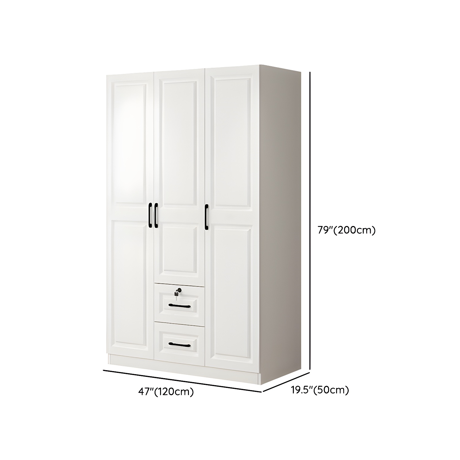 Wood White Modern Wardrobe Armoire with Drawers, Shelves, and Clothing Rod - image 14