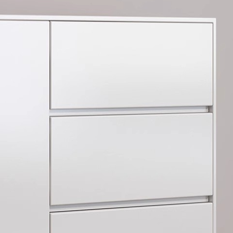 Sideboard with 3 Drawers, Cabinet, Standard Narrow Sizes, Four Internal Shelves, Wood Countertop, and 2 Doors - image 11