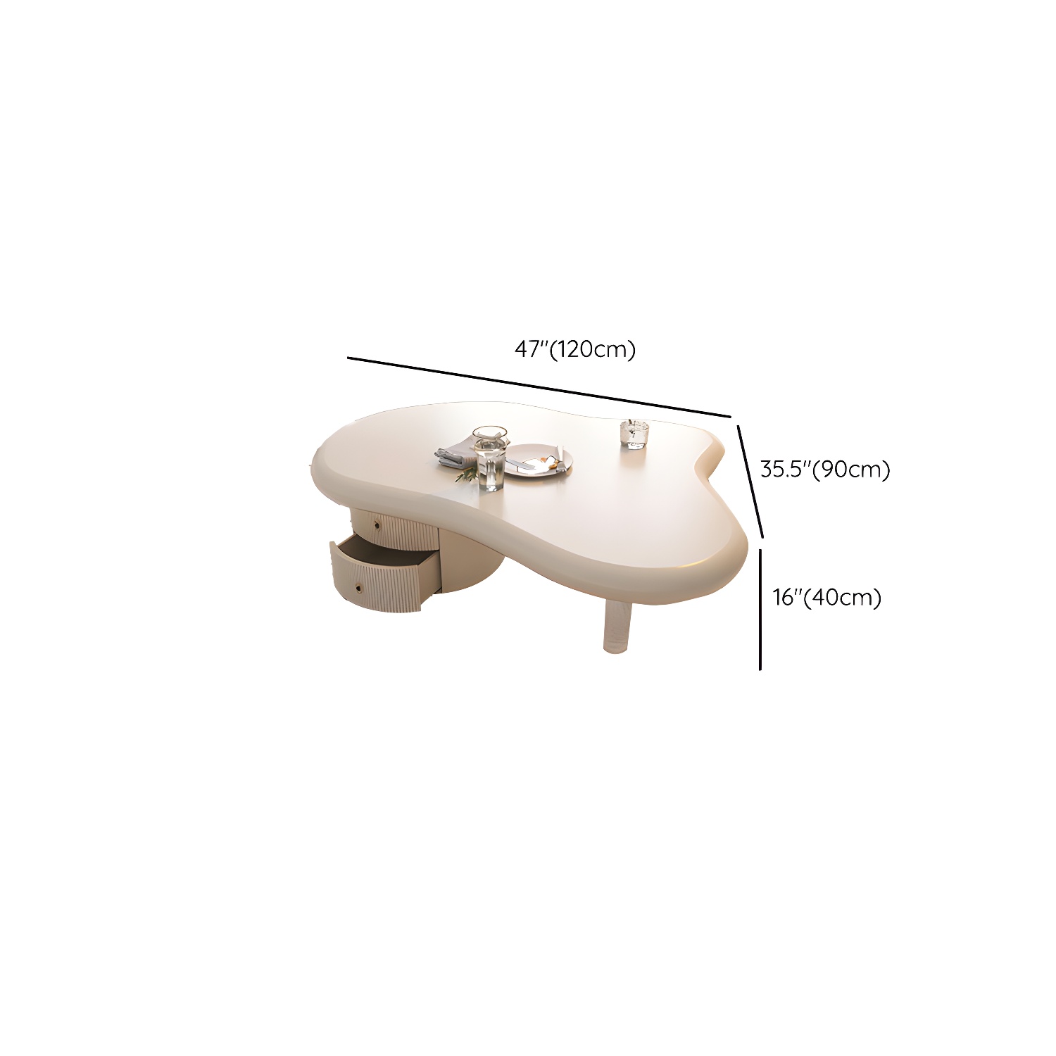 Nordic Irregular Coffee Table in White of 15.7" H with Acrylic Legs - image 24