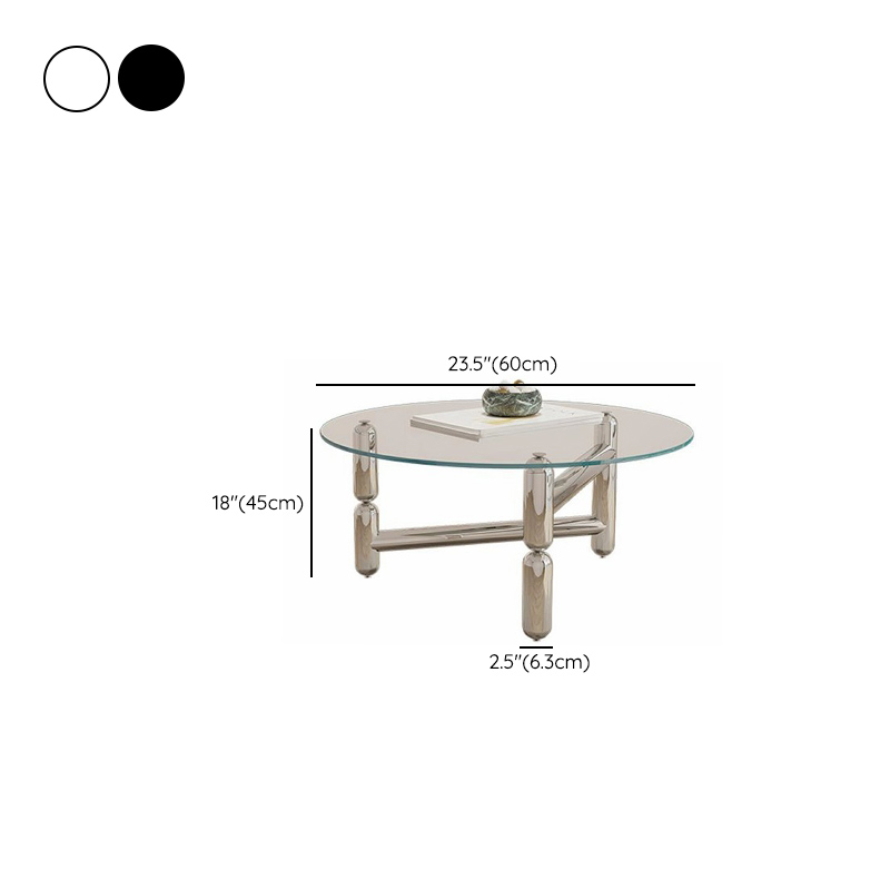 Sleek Silver Stainless Steel Coffee Table with Tempered Glass Top - image 10