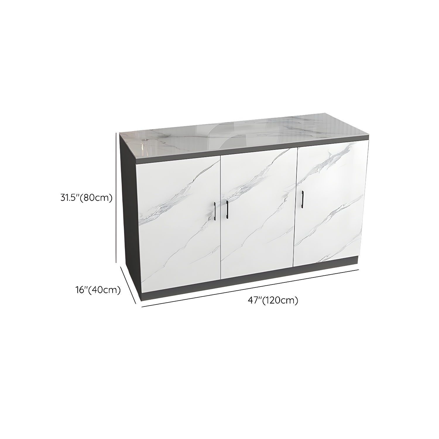 White Modern Wood Server with Stone Countertop and Cabinet Included - image 10