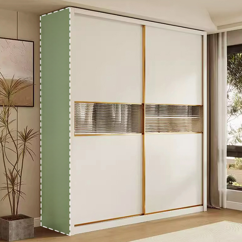 White Modish Manufactured Wood Independent Armoire Cabinet with Soft Close Drawer, Interior Shelves, and Clothing Rod