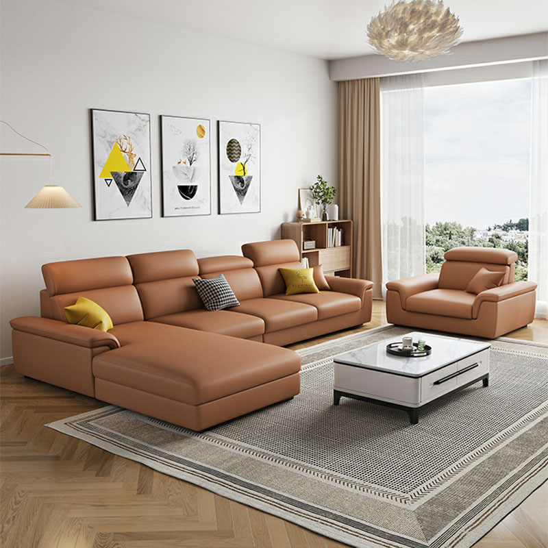 5-Seater Modish Left L-Shape Sofa Chaise with Natural Wood Frame - image 7