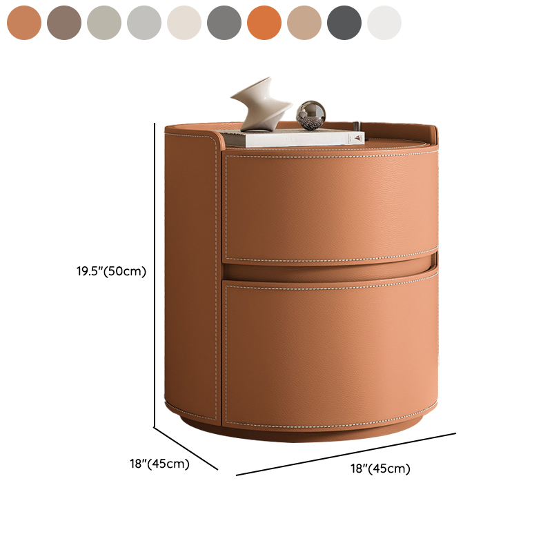 Modern Simple Style Vinyl Leather Nightstand With Drawer Storage, 2 Drawers - image 27