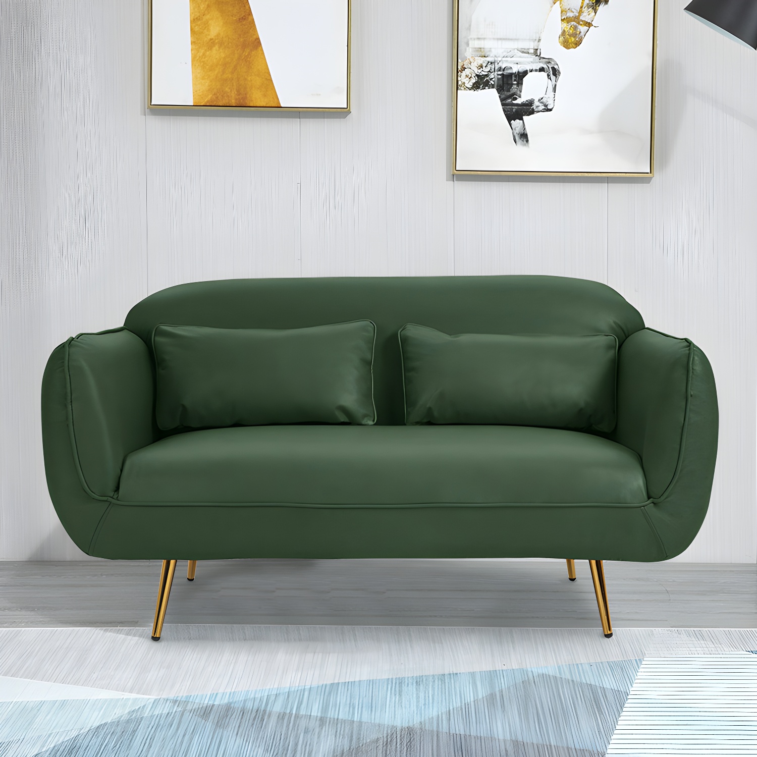 Glam Tight Back Loveseat with Flared Arm and Extra Pillows for Home and Apartment