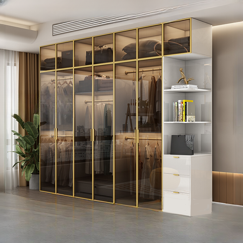 White Trendy Reclaimed Wood Almirah with Soft Close Drawer, Interior Shelves, and Hanging Rod