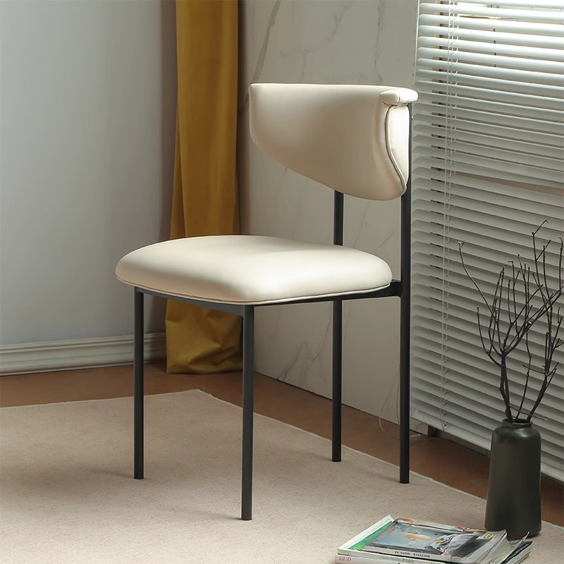 Scandinavian Side Chair with Uncovered Back, Upholstered, Ink/Gilded Metal Legs - image 6