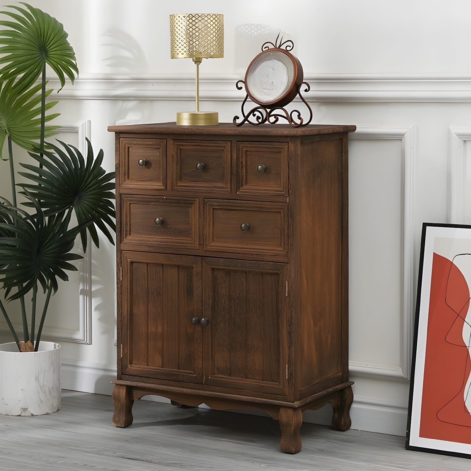 Modern Wooden Bachelor Chest with Vertical Drawers with Drawers - image 2