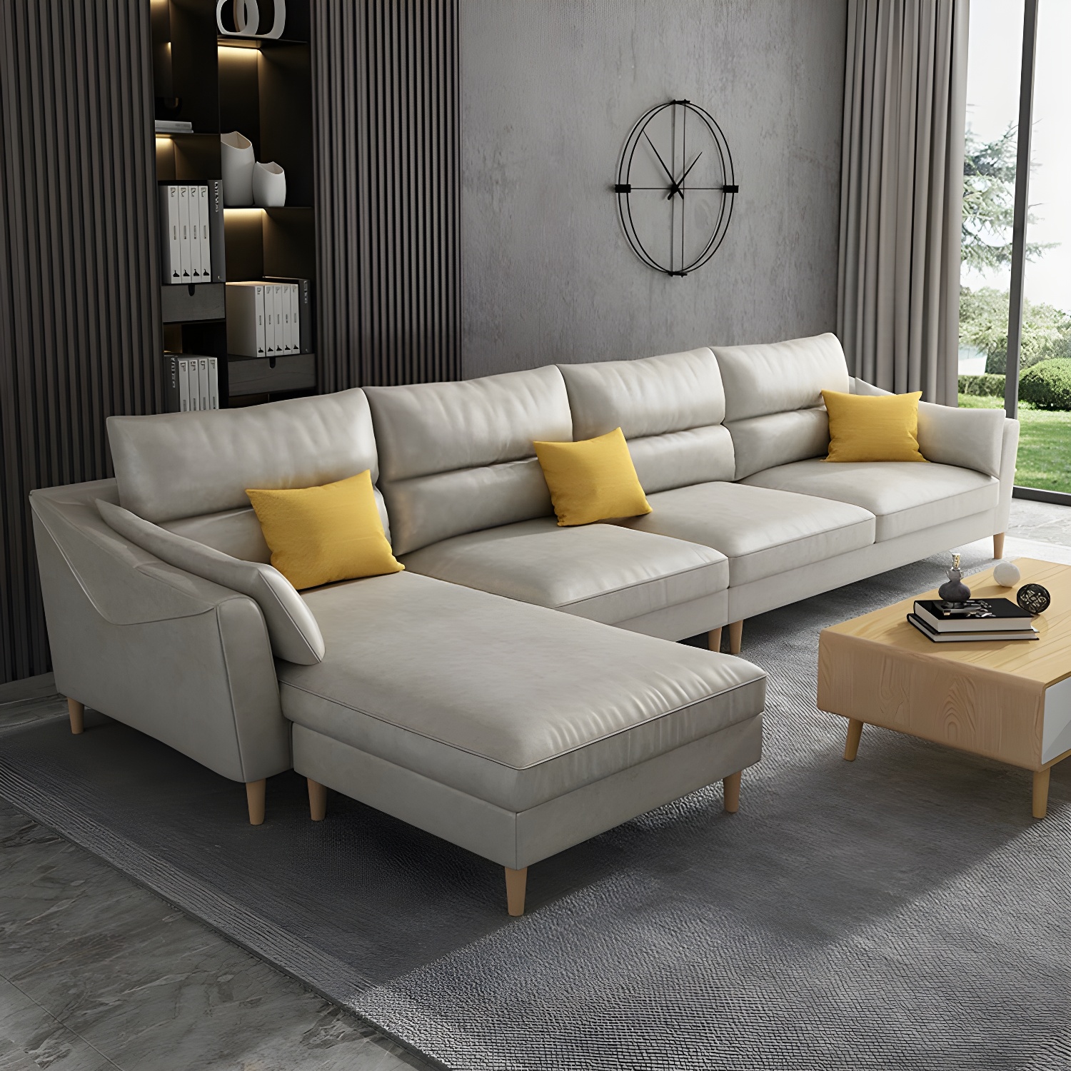 Scandinavian Wood Frame Straight Modular Sofa with Slipcover and Ottoman in 3 Piece Set - image 9