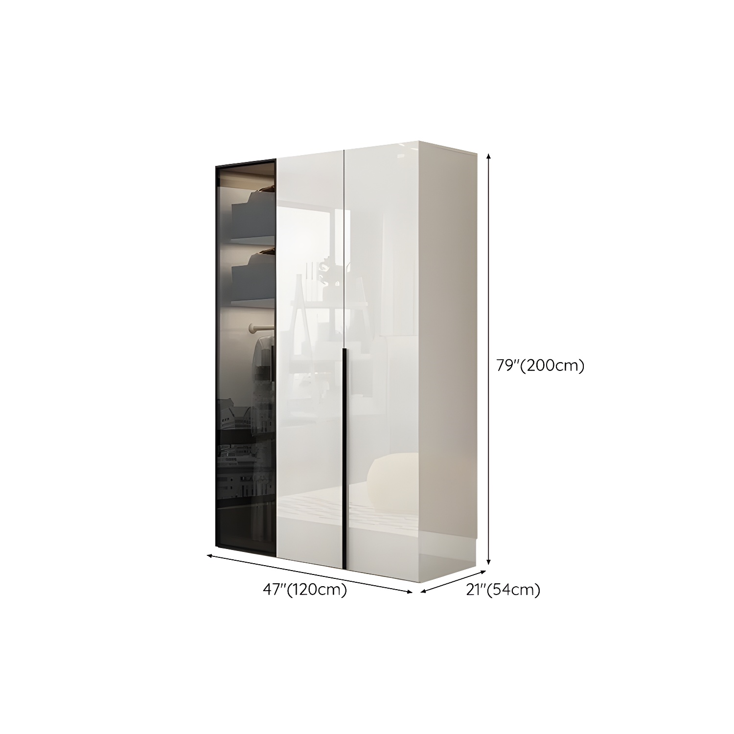 Sleek White Wood Wardrobe Armoire with Soft Close Drawers and Shelves - image 10