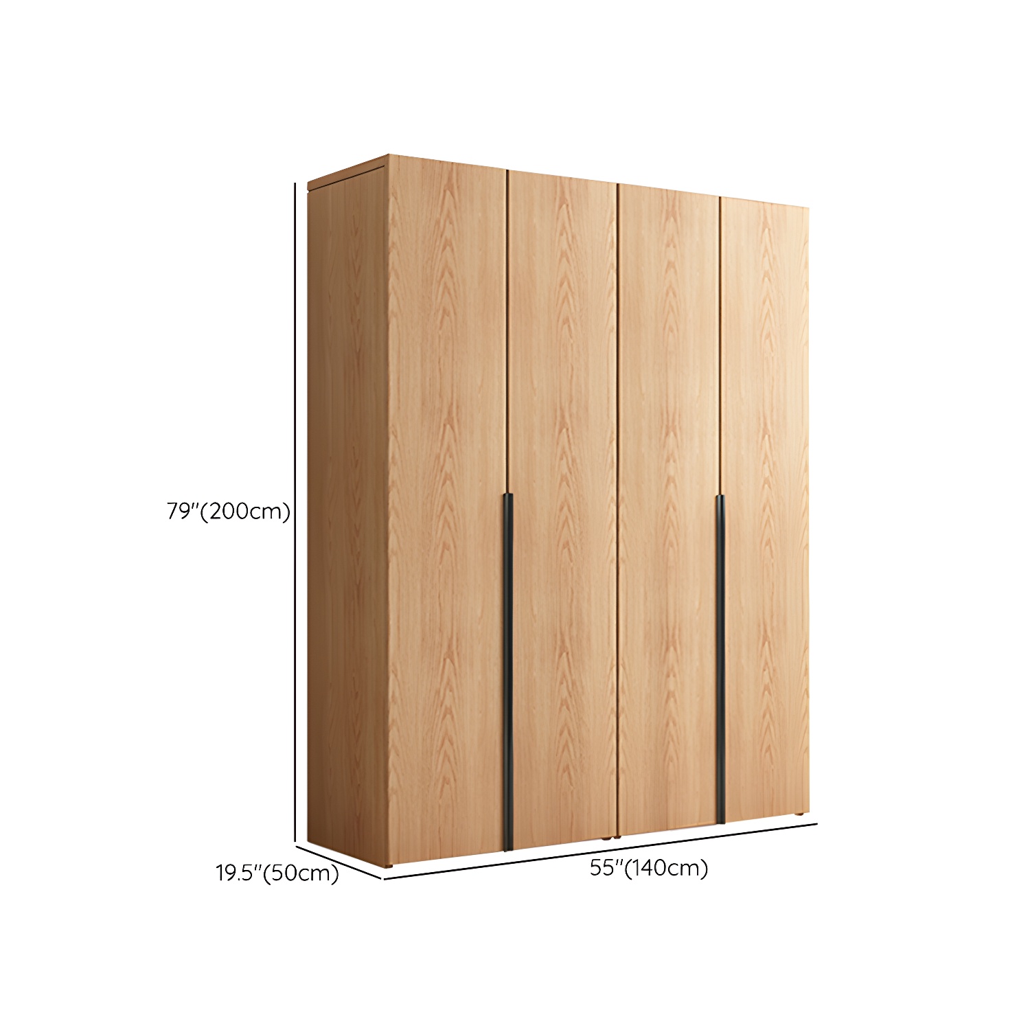 Contemporary Freestanding Natural Wardrobe Oak Solid Wood Wardrobe with Shelves - image 15
