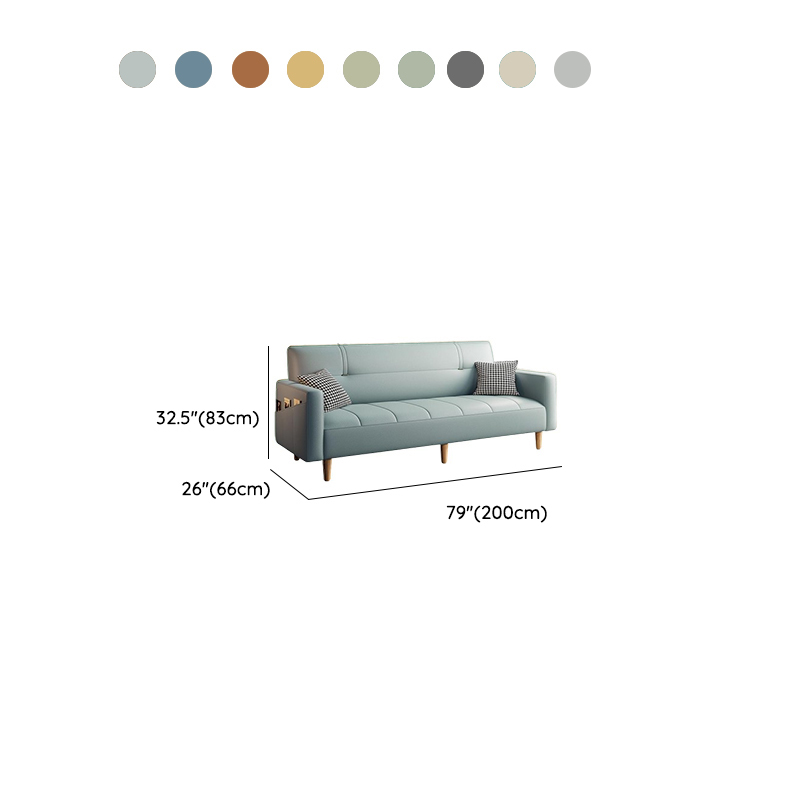 Synthetic Leather Convertible Sofa in Grey/Light Blue/Light Green with Arm - image 19