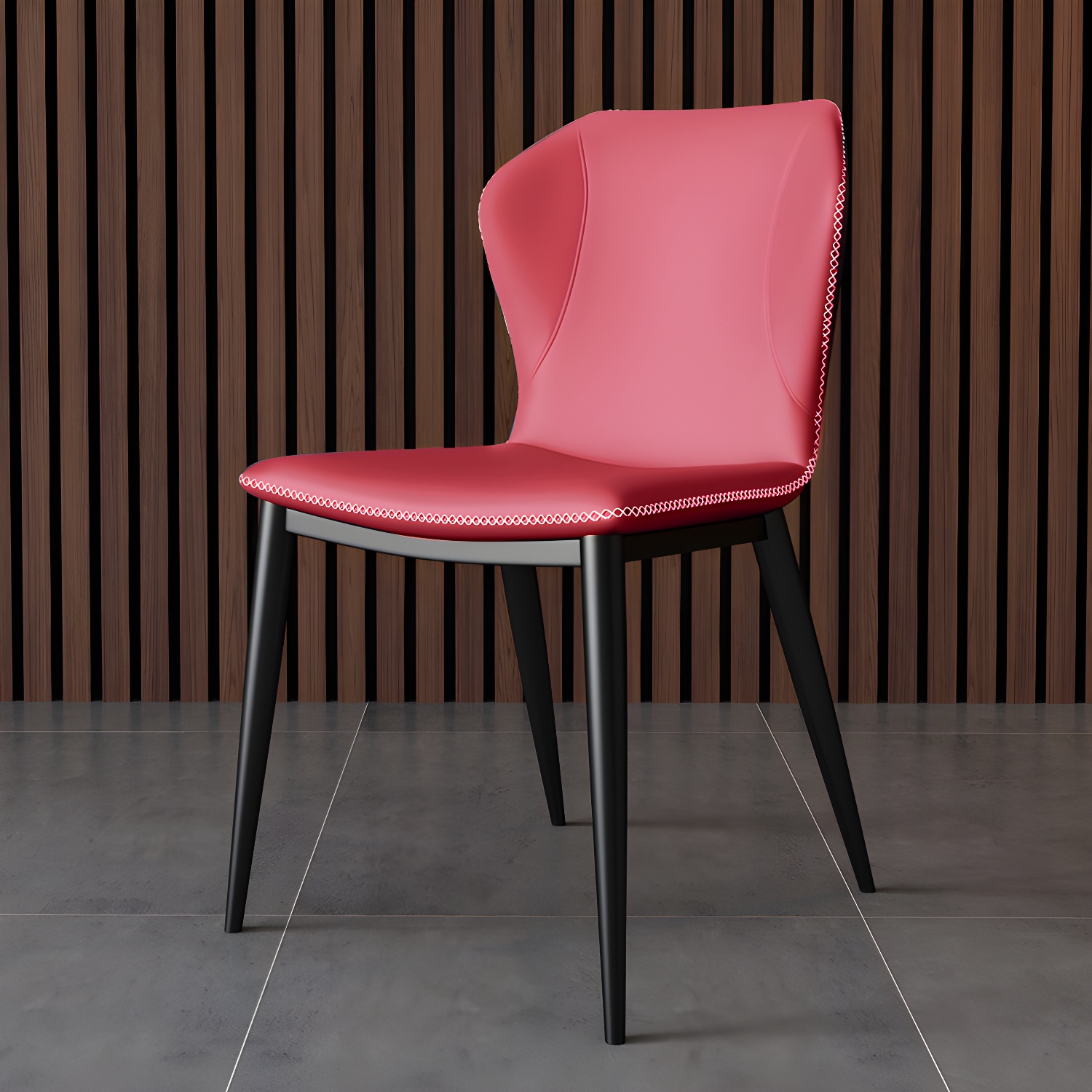 Modern Leather Home Side Chair Wingback Matte Finish Dining Chair - image 8