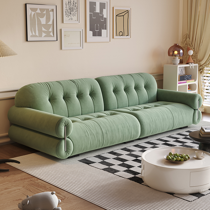 Tear Resistant Standard Sofa with Pu/Flannel Upholstery in White/Sage/Light Brown - image 9