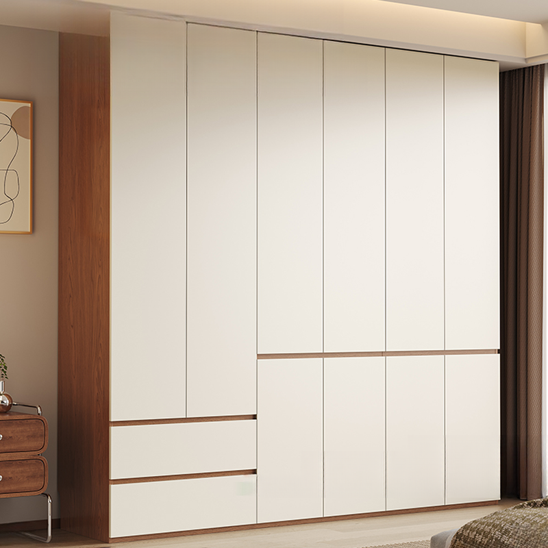 White Modish Manufactured Wood Armoire Cabinet with Soft Close Drawer, Soft Close Door, Interior Shelves, and Clothing Rod