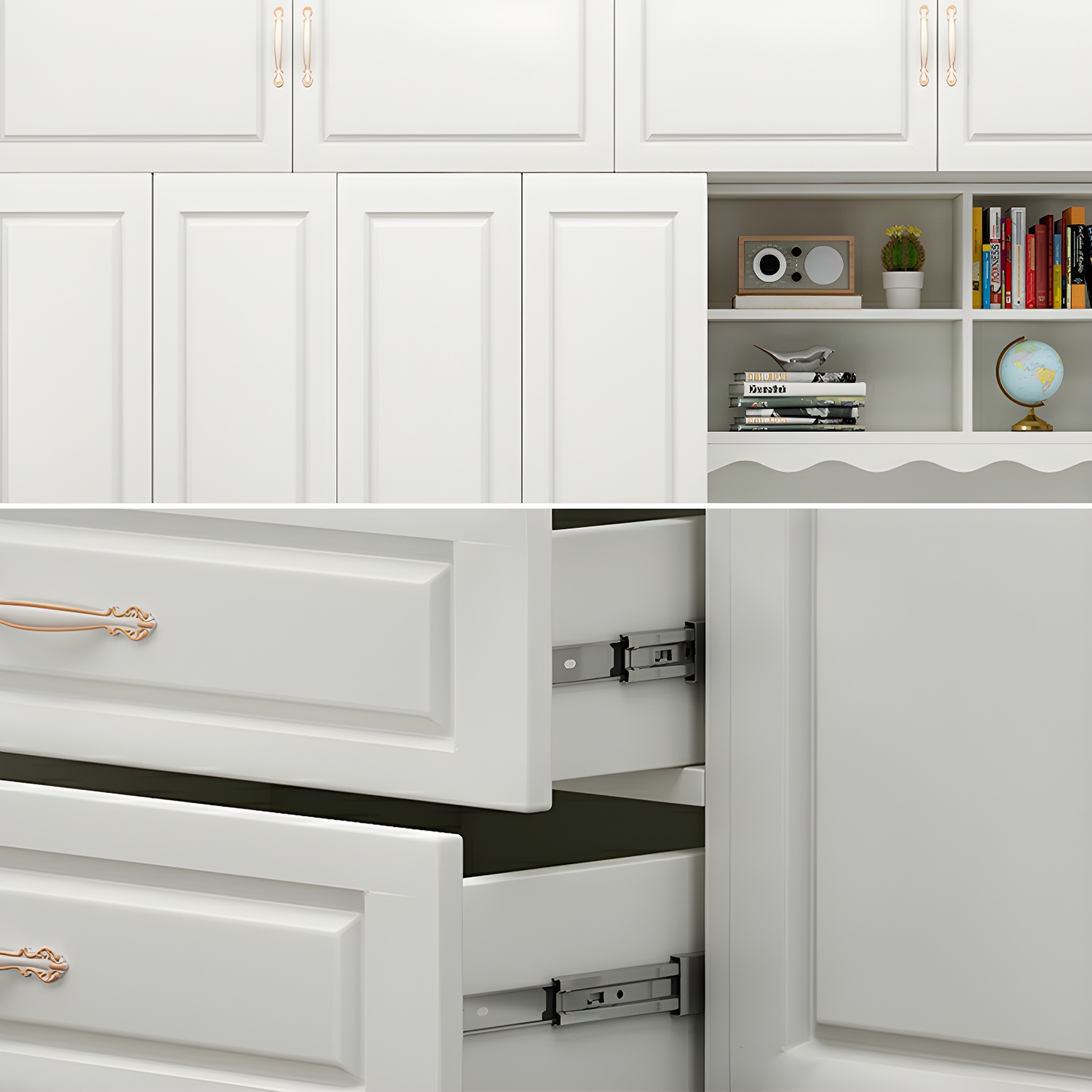 Modern White Wardrobe Armoire with Drawers & Clothing Rod Included - image 7