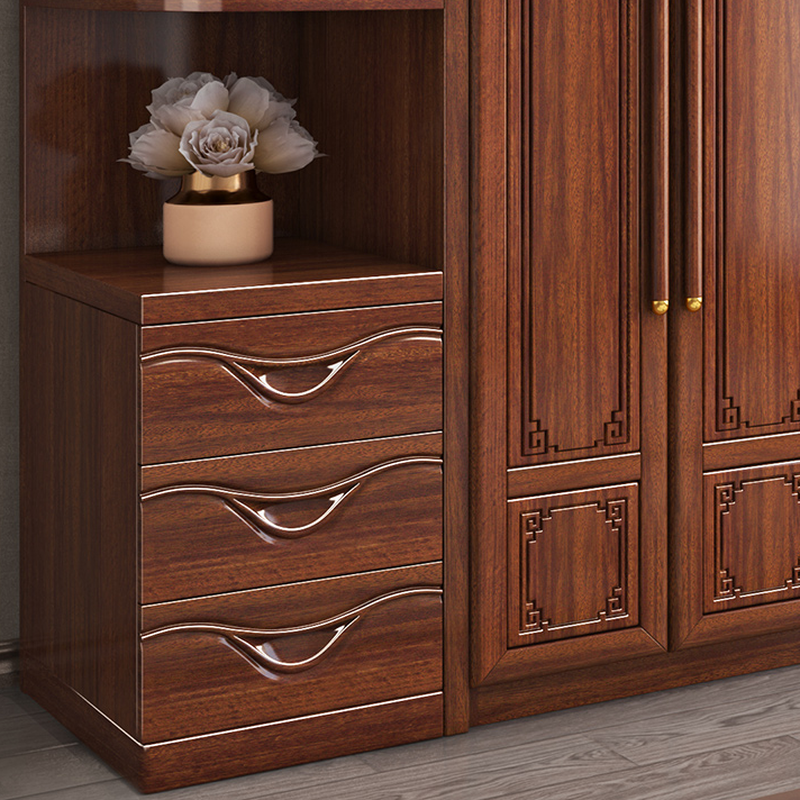 Sepia Modish Wooden Armoire Cabinet with Soft Close Drawer, Soft Close Door, Interior Shelves, and Clothing Rod - image 5