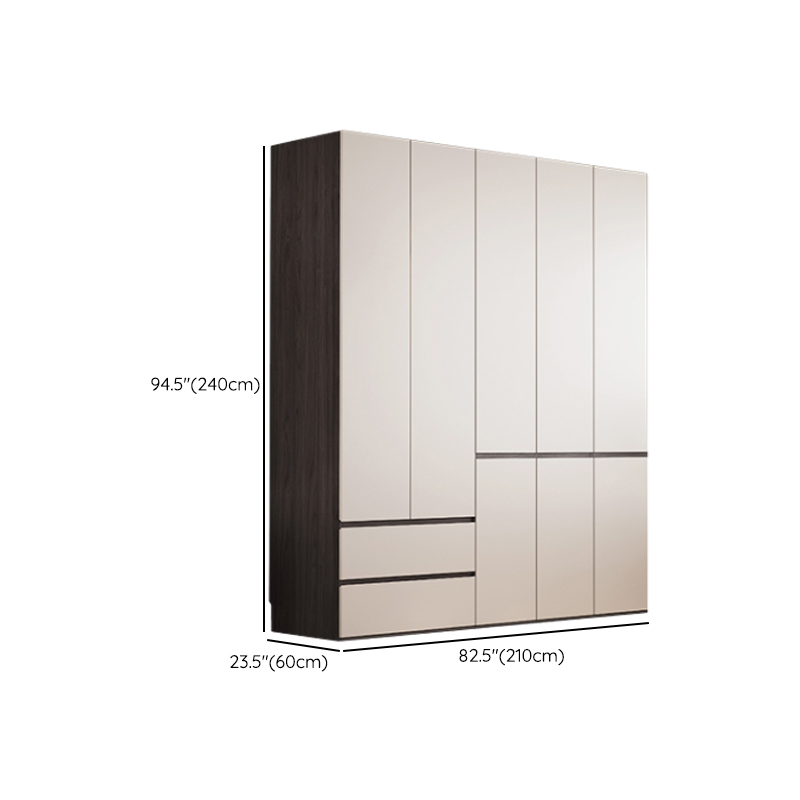 White Minimalist Manufactured Wood Independent Wardrobe Closet with Soft Close Drawer, Soft Close Door, and Interior Shelves - image 27