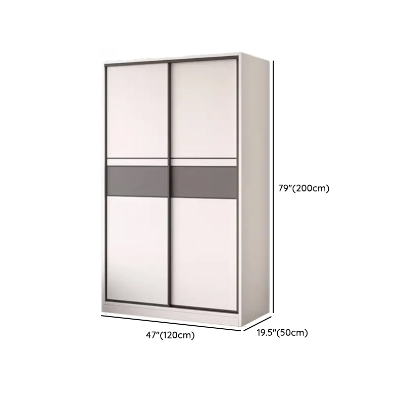 White Minimalist Manufactured Wood Wardrobe Closet with Interior Shelves and Clothing Rod - image 14