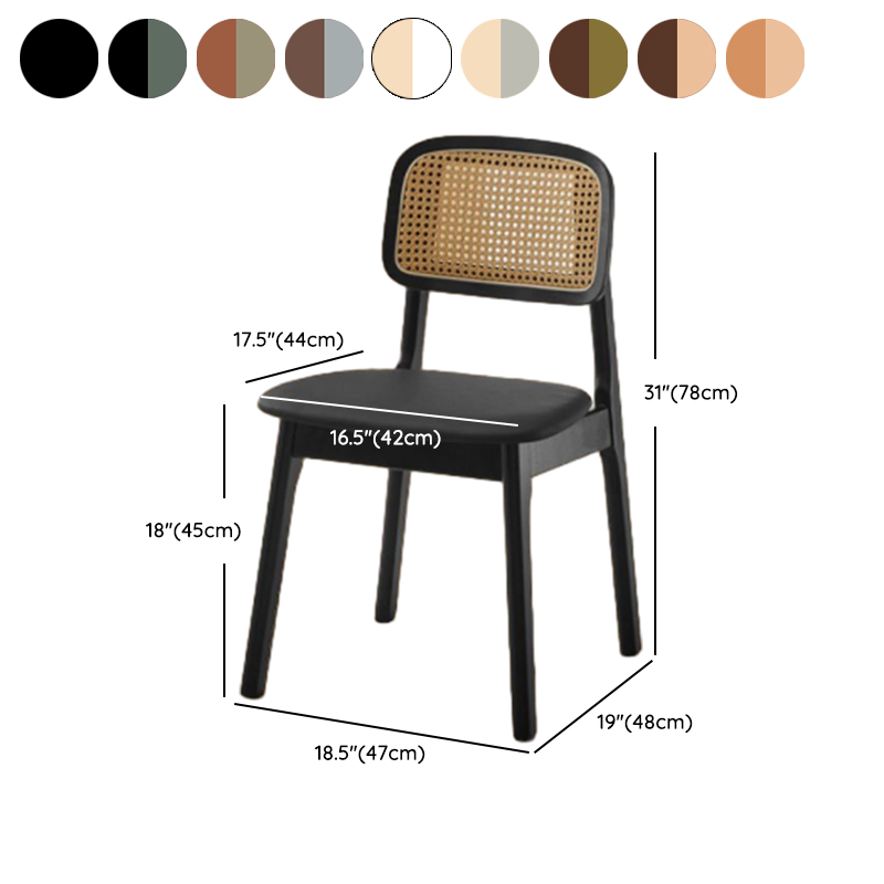 Leatherette/Wood/Rattan Entwined Balanced Armless Chair with Uncovered Back and Timber Legs in Sepia/Ink/Wood Color in a Scandinavian Style - image 25