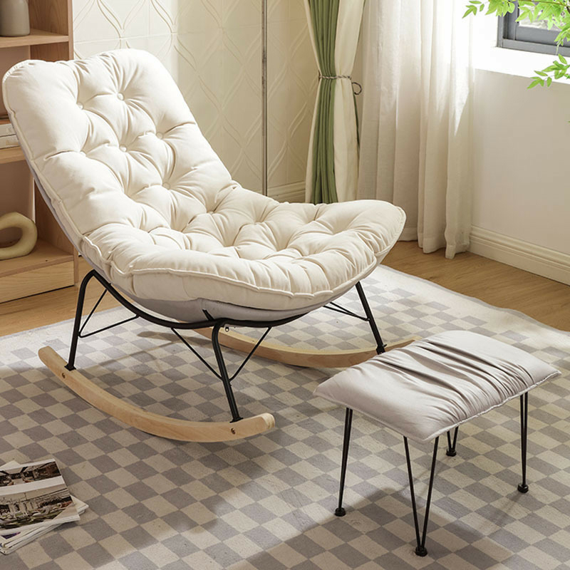 Upholstered Rocking Chair with Wood Legs - Armless Design, Resistant to Scratches and Stains - image 7