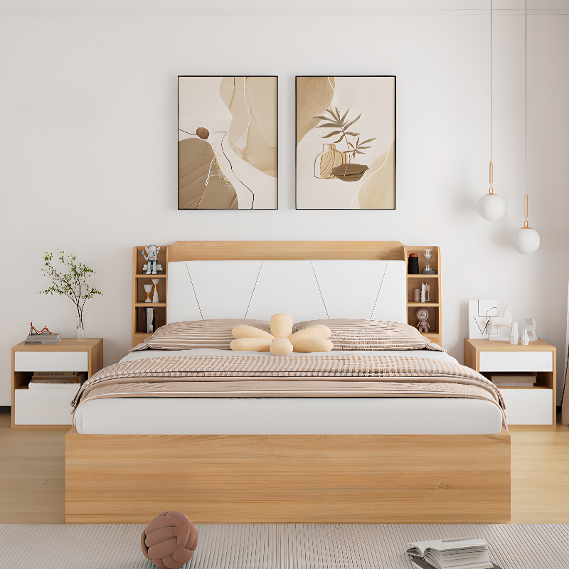 Natural Color Solid Color Storage Included with 6 Drawers for Bedroom