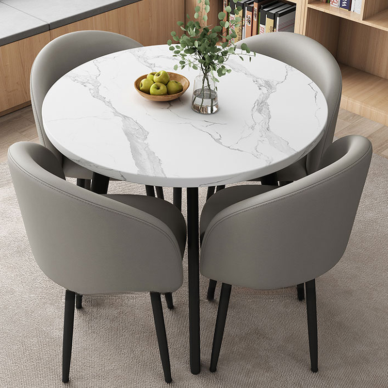 Circular Manufactured Wood Dining Table Set with Upholstered Back, Padded Chair, Arms, Seats 4 - image 11