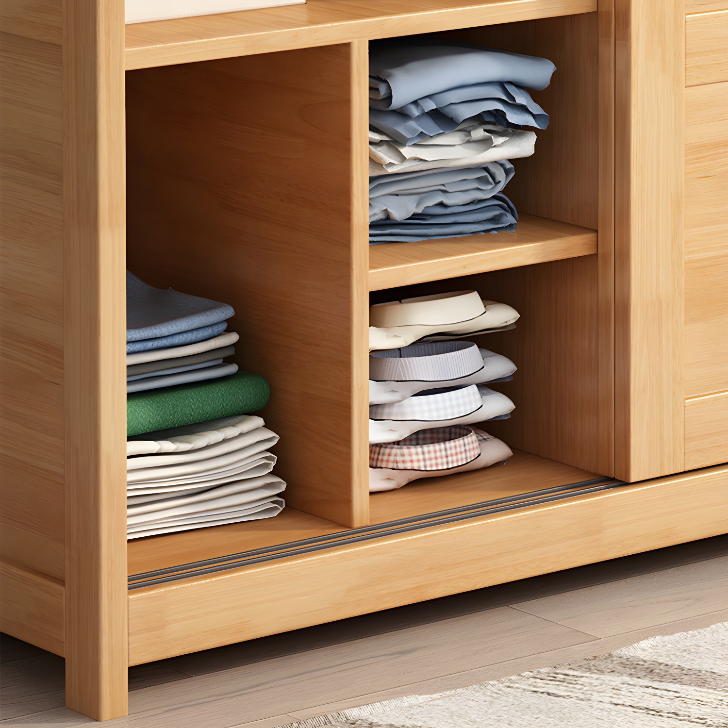 Rubberwood Solid Wood Wardrobe Traditional Freestanding Wardrobe - image 10